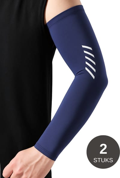 U Fit One UPF 50+ UV Bescherming Arm Sleeves - Verkoelend - Fiets Armstukken UV Bescherming - Blauw- Unisex - 2 Stuks - Maat L