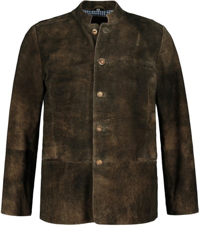 JP 1880 - Heren - Janker suède van geitenleer traditioneel kostuum - Mahoniebruin - Maat 52