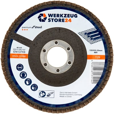 WS24 10x lamellenschijf 125 mm gewelfd aluminiumoxide K 80 - WS24-100060