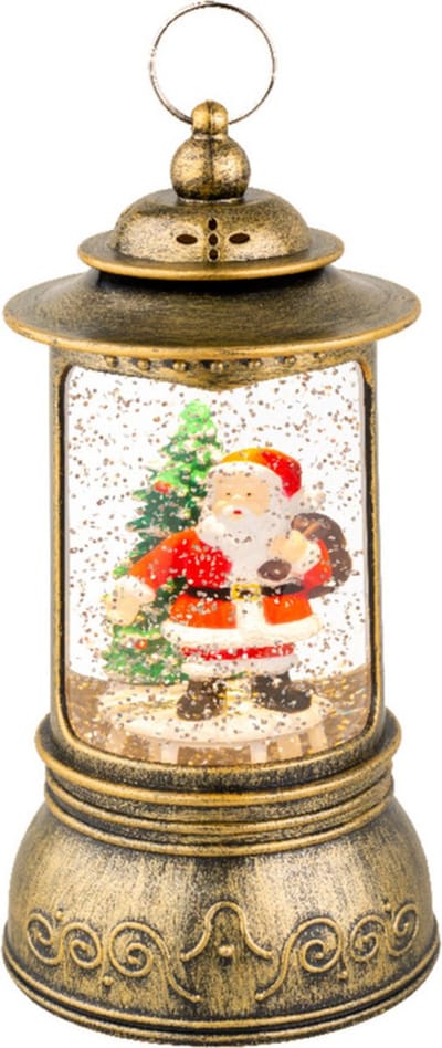 Lumineo Sneeuwbol/snowglobe lantaarn - 10,5 x 10,5 x 24 cm - met LED verlichting