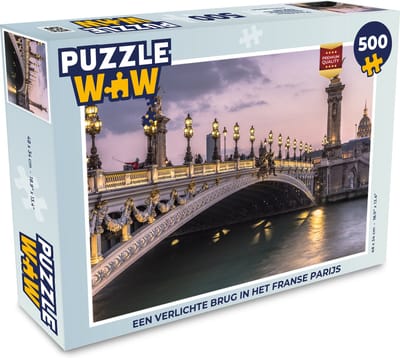 Puzzel Een verlichte brug in het Franse Parijs - Legpuzzel - Puzzel 500 stukjes