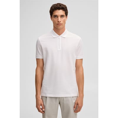 Piro-poloshirt met rits, wit