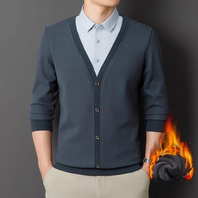 Heren Fleece Shirt Herfst en Winter Fake Tweedelig Shirt met Lange Mouwen Thermisch Ondergoed 4XL