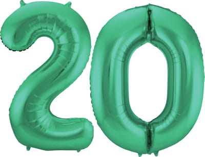 Folat Verjaardag Leeftijd folieballon - 20 jaar - groen - 86 cm - cijferballon groot