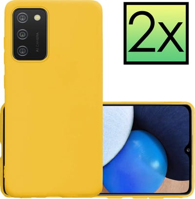 Hoesje - 2 Stuks - Geschikt voor Samsung Galaxy A02s - Sterk & Shockproof - Case Siliconen - Back Cover - Telefoon Hoes - Geel