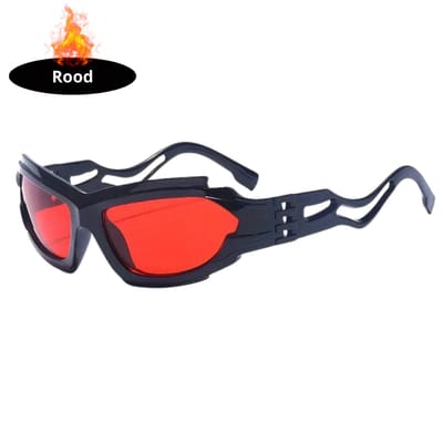 Livano - Festival Bril - Rave - Space - Techno - Freaky Glasses - Heren - Dames - Zonnebril - Zwart Rood