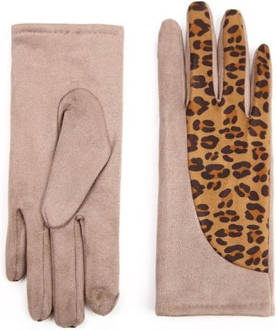 Dames handschoenen Khaki met Tijgerprint