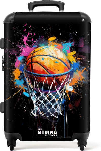 NoBoringSuitcases.com® - Koffer groot - Rolkoffer lichtgewicht - Basketbal met graffiti - Reiskoffer met 4 wielen - Grote trolley XL - 20 kg bagage