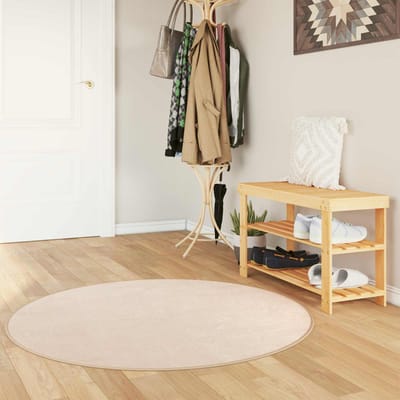 vidaXL - Tapijt - Runner - MARSA - Crèmekleurig - 120 - x - 120 - cm - Polyester - en - PVC