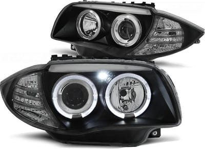 Koplampen dual halo rims BMW 1 E87/E81/82/88 04-11 ANGEL EYES ZWART