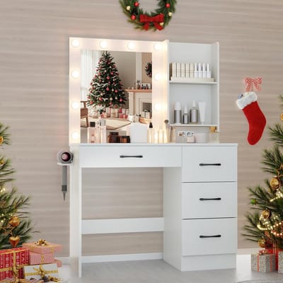 Moderne Kaptafel met Verlichte LED Spiegel en Geïntegreerd Laadstation