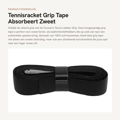 Dailygoods- Tennis Grip - Leer Grip Tape - Versterkt Grip - Absorbeert Zweet - 1 Meter Lengte - 25mm Breedte - Racket Grip