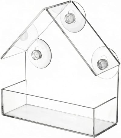 Transparante Vogelvoederhuis voor Wilde Vogels - Ideaal voor Vinken en Kardinalen - Afmetingen 15 x 6,5 x 15 cm