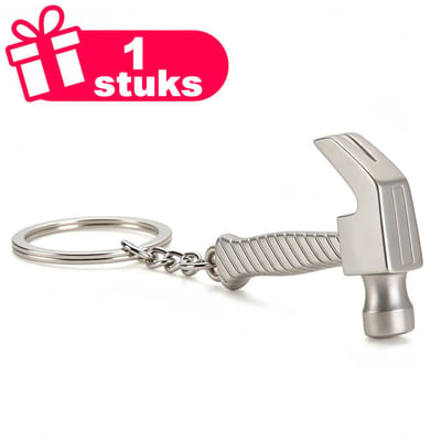 Decopatent - Premium Keychain - Metalen Sleutelhanger Hamer - Sleutelhanger Gereedschap - Hamer Sleutelhanger - Zilverkleurig