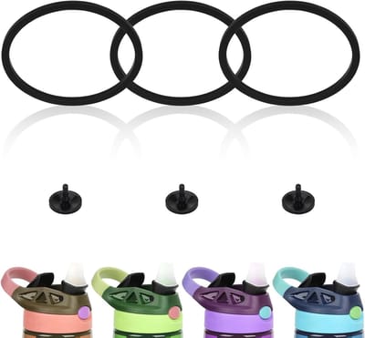 Set van 3 Vervangingsringen met 3 Siliconen Ventielen voor Waterfles, Sealing Rings voor Snapseal Deksel, Geschikt voor 416ml en 590ml Flessen