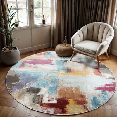 Muratap Picasso artisan vintage rond vloerkleed multi laagpolig- 160 cm
