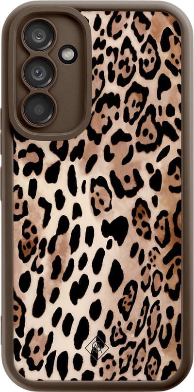 Casimoda® hoesje - Geschikt voor Samsung Galaxy A54 - Luipaard print bruin - Zwart TPU Backcover - Luipaardprint - Bruin/beige