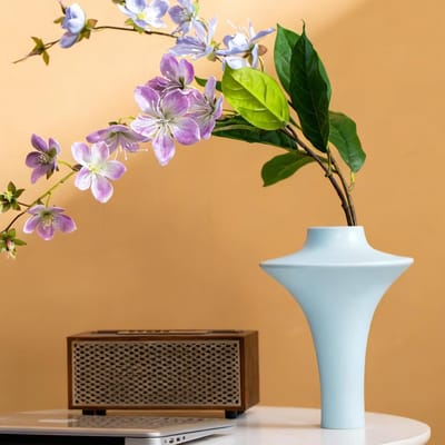 Moderne Blauwe Keramische Vaasje voor Boho Decoratie in Woonkamer, Slaapkamer en Kantoor met Aesthetic Bloemstukken