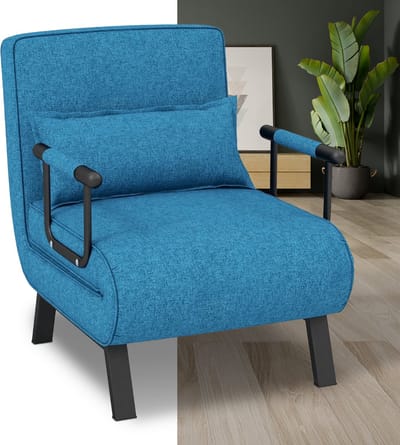 Slaapstoel - Uitklapbaar - Slaapbank - Logeerbed - Zetelbed - Slaapfauteuil - Vouwbed - 1 persoons - Zeer comfortabel - Blauw