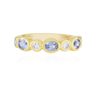 Cavill - Zilveren ring met blauwe Ceylon saffier 0,718 ct en zirkonen 0,477 ct - 925 sterling zilver verguld - elegante ovale saffier ring dames