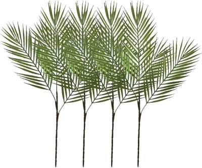 Tropische Palmblad Bush Kunstplant met 3 Bladeren in Groen, 68 cm Hoog, Perfect voor Tropische Decoratie en Thuis- of Kantoorinrichting