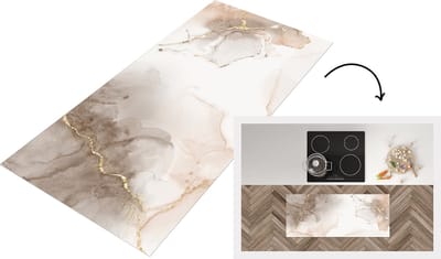 Keukenloper - Loper keuken - Marmer - Goud - Sepia - 120x50 cm - Keukenloper vinyl