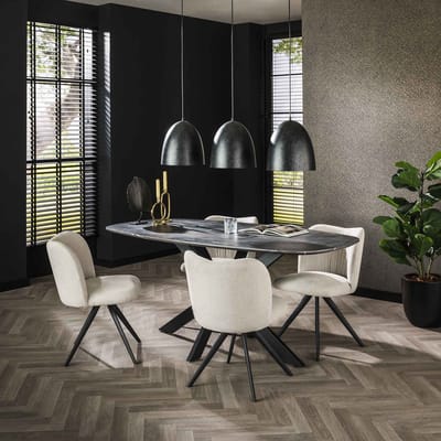 Dimehouse Eettafel Mysha Deens Ovaal Melamine 180x90 cm - Hout met melaminehars - Modern - Deens ovaal