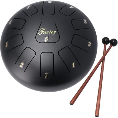 Tongue drum 8 inch - incl. draagtas en mallets - Zwart - Fazley TD8