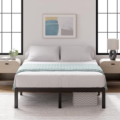 Metaal bedframe 140 x 190 cm met opbergruimte - 36 cm hoog, zwart