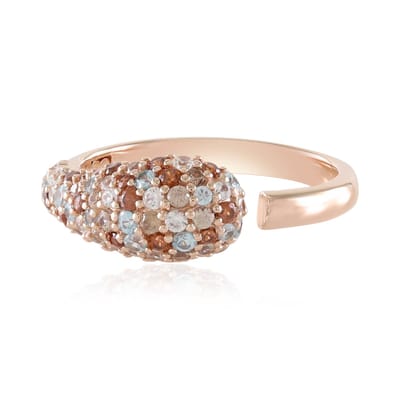 Cavill - Zilveren ring met rosVerguld - 925 Sterling zilver - 56 Ratanakiri zirkonen 1,06 ct - Modern elegant design multiclor Cambodjaans