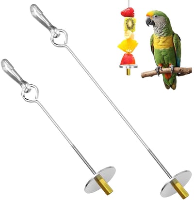 Allecto Plus - Vogelspies voor Parkiet - Voedselhouder - Roestvrij Staal - Foerageerspeelgoed - 2 Stuks