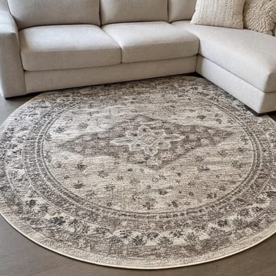 Muratap Vintage rond vloerkleed creme- 160 cm rond
