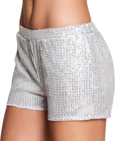 Boland - Hotpants Sequins zilver (M) - Volwassenen - Danser/danseres - 80's & 90's - Disco