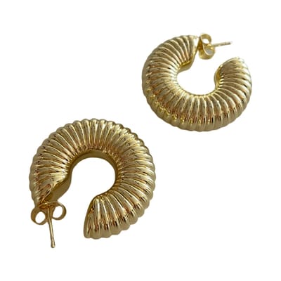 Ribbon Hoop Earrings Gold 14K