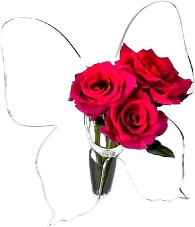 Vlindervaas - Creatieve acrylvaas met vlindermotief - Voor bloemen - Minimalistische artistieke decoratieve vaas - Geschikt voor bruiloftscentra, tafeldecoraties en woondecoratie - Transparant