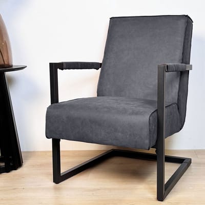 Dimehouse Industriële fauteuil antraciet eco-leer Tiger - Leer - Industrieel
