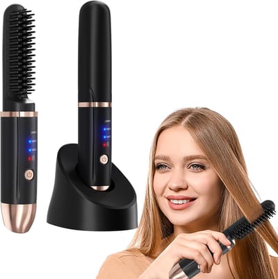 Mini Haar Stijltang Kam - 3 Temp - Dubbel Doel - Dubbel Spanning - Baard Stijltang (Zwart)