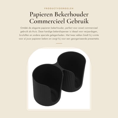 Dailygoods- Bekerhouder - Papieren Bekerdispenser - 2 Vakken - PP-Kunststof - 17x9,9x7,5 cm - Ideaal voor Thuis en Feesten