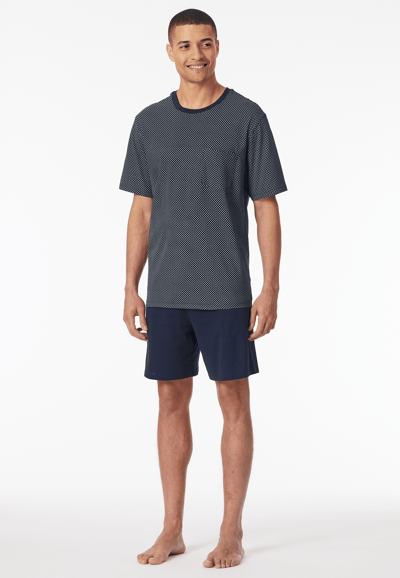 Schiesser Pyjama kort - Comfort Essentials - Heren shortama - nachtblauw