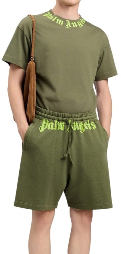 Palm Angels Heren T-shirt Groen PMAA109S26JER008/5614 Neck Logo Regular