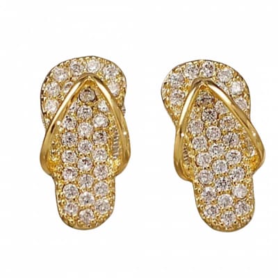 Oorbellen-Teenslippers-Goudkleurig-Strass-Charme Bijoux