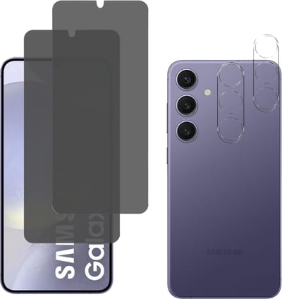 Screenprotector geschikt voor Samsung Galaxy S24 Plus - 2 stuks Beschermglas Privacy Glas Screenprotector van glazen schermbeschermfolie + 2 stuks Camera Protector