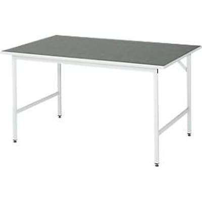 Rau werktafel Jerry, handmatig in hoogte verstelbaar, 25 mm spaanplaat met linoleum bekleding, tot 300 kg, B 1500 x D 1000 x H 800-850 mm, lichtgrijs/lichtgrijs