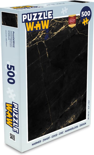 Puzzel Marmer look - Luxe - Zwart - Goud - Legpuzzel - Puzzel 500 stukjes