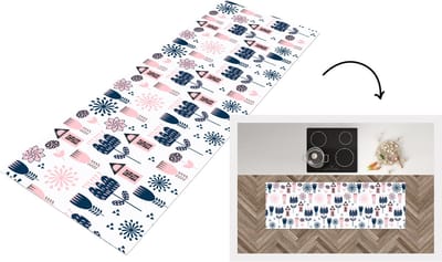 Keukenloper - Loper keuken - Patroon - Pastel - Scandinavië - 150x50 cm - Keukenloper vinyl