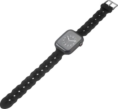 Bandje geschikt voor Apple Watch 38/40MM - Maat L - Sportband - Horlogebandje - Polsband - Kunstleer - Zwart