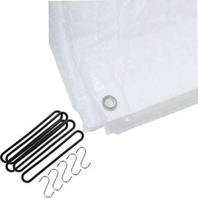 FX Tools Afdekzeil - wit - 2 x 3 meter - met 10x spanrubbers en S-haken