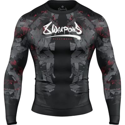 8 WEAPONS Rashguard L/S Hit 2.0 Zwart Rood - XL
