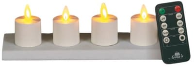 Anna's Collection Oplaadbare LED theelichtjes - 4x -wit - oplaadstation -afstandsbediening