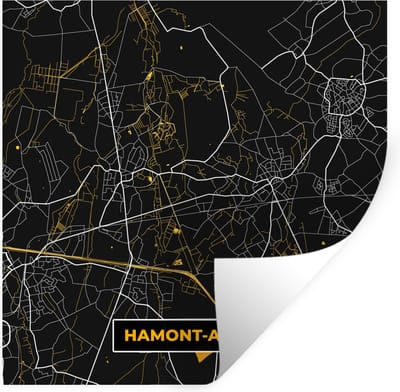 Muurstickers - Sticker Folie - Kaart - Goud - Plattegrond - Hamont-Achel - Stadskaart - 100x100 cm - Plakfolie - Muurstickers Kinderkamer - Zelfklevend Behang XXL - Zelfklevend behangpapier - Stickerfolie